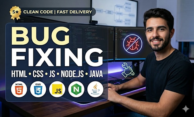 fix bugs in your HTML, CSS, javascript or node js code