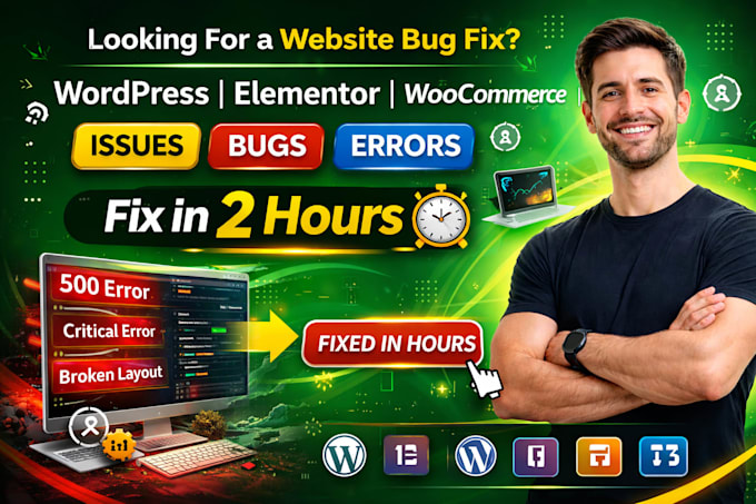 fix wordpress website issues errors bugs, HTML, CSS, elementor pro in 2 hours