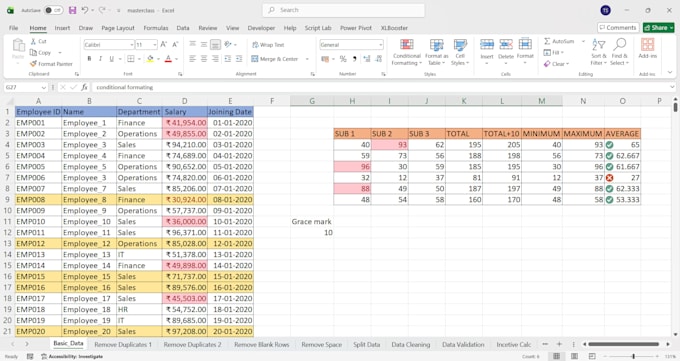 excel data entry, data cleaning, formatting