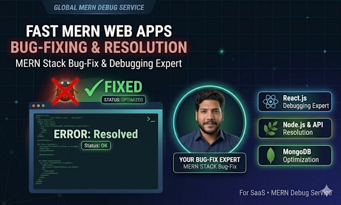 debug and fix react js, next js, and node js bugs and errors fast