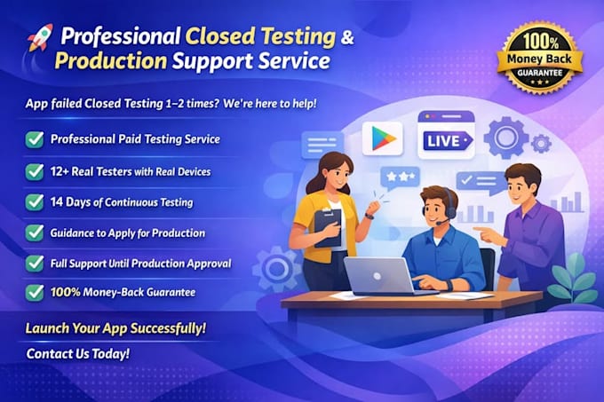 12 testers for google play closed testing for 14 days
