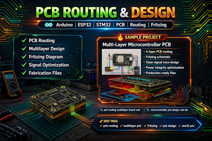 do multilayer pcb layout routing and fritzing diagram arduino esp32 stm32 projec