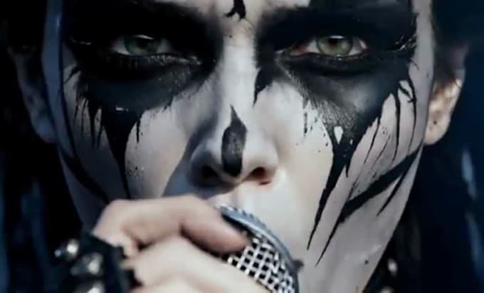 produce a dark cinematic ai music video with lyrics for metal rockand goth style