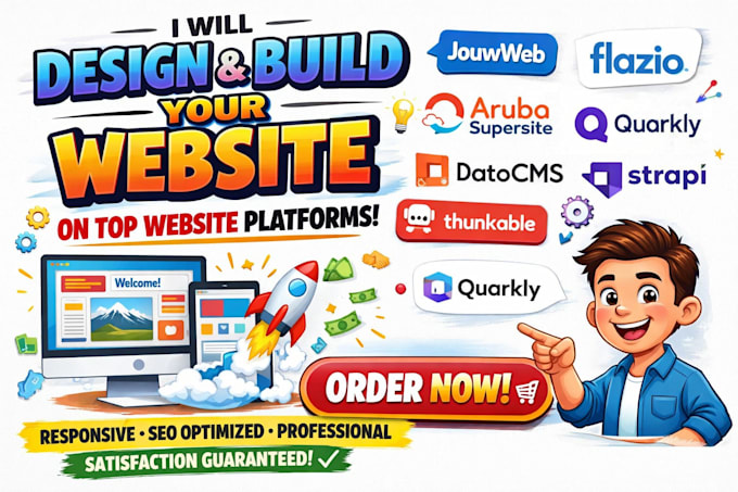 design jouwweb flazio aruba supersite quarkly datocms thunkable strapi website