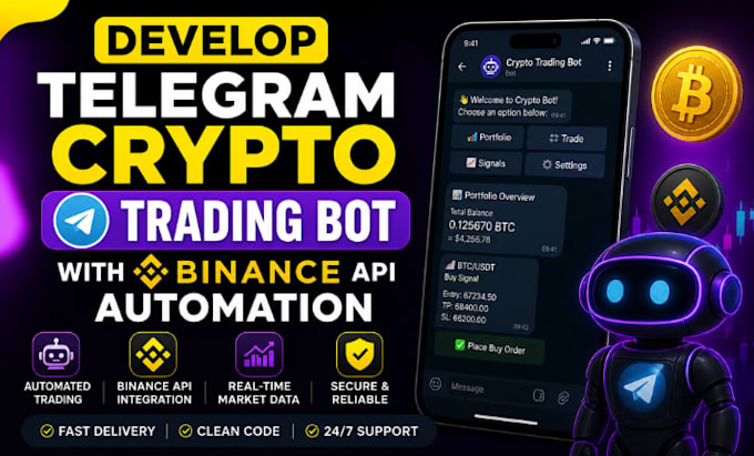 develop telegram crypto trading bot with binance API automation