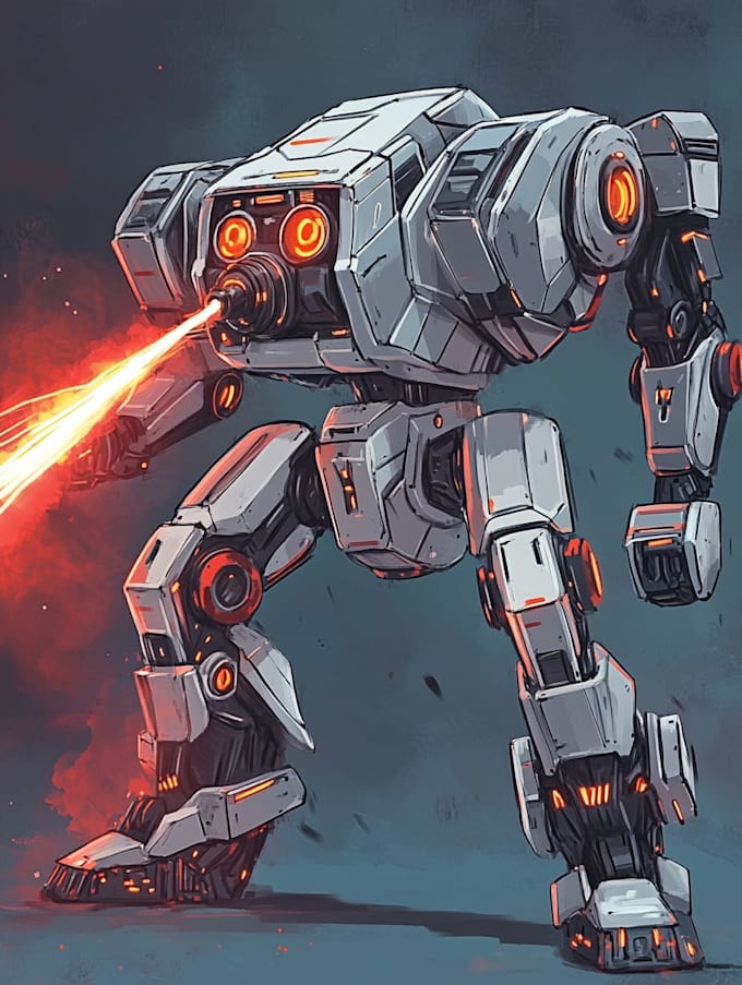 create retro mecha or scifi gundam art