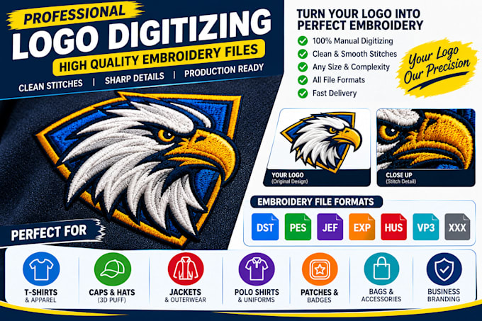 professionally digitize your logo for embroidery dst pes emb