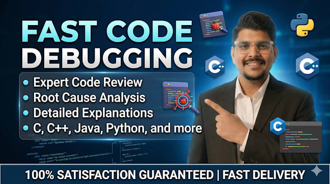 debug your code in python, c, java, etc and deliver a detailed code review fast