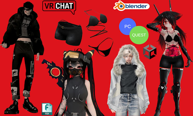 edit, fix, create, rig vrchat avatar vrchat clothing, vr accessories unity ready