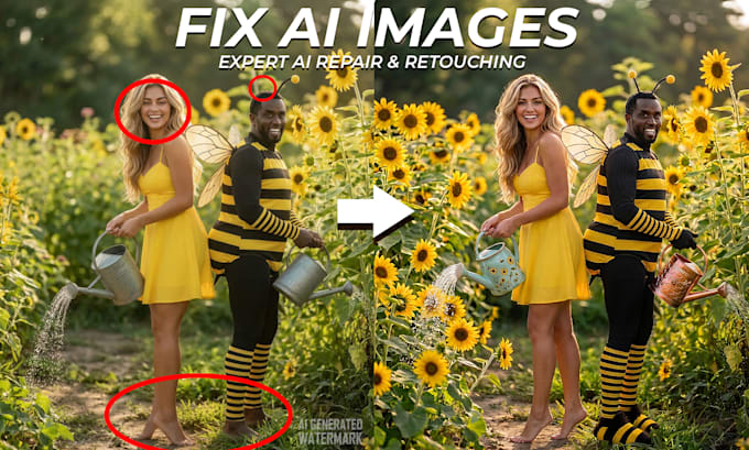 professionally fix ai generated images, text, and logo
