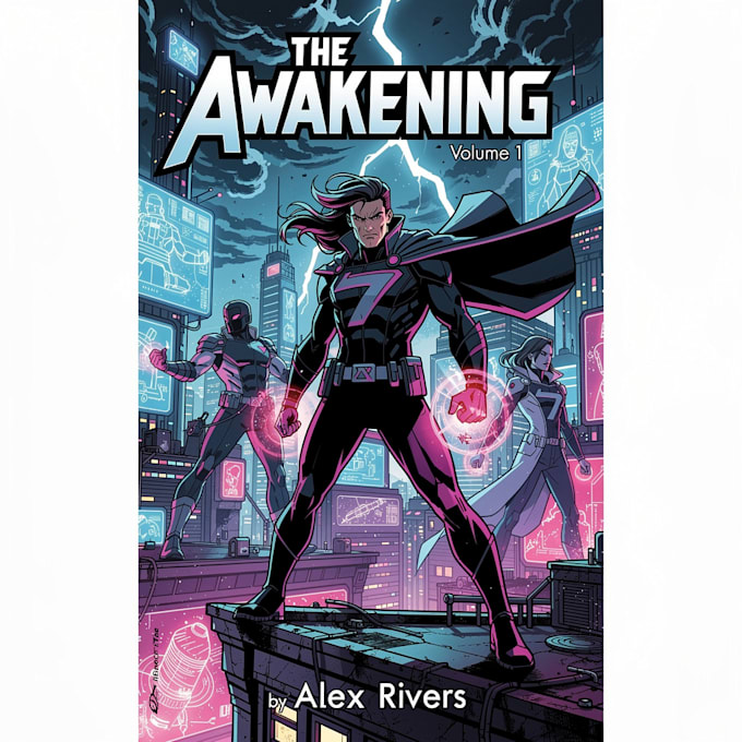 create a comic cover page design illustration