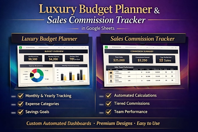 create luxury budget planner sales commission dashboard tracker in google sheets