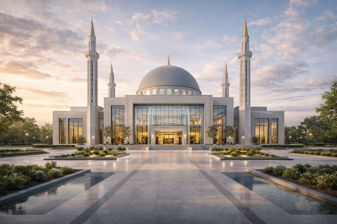 renovate religious space mosque interior design or church building cgi rendering