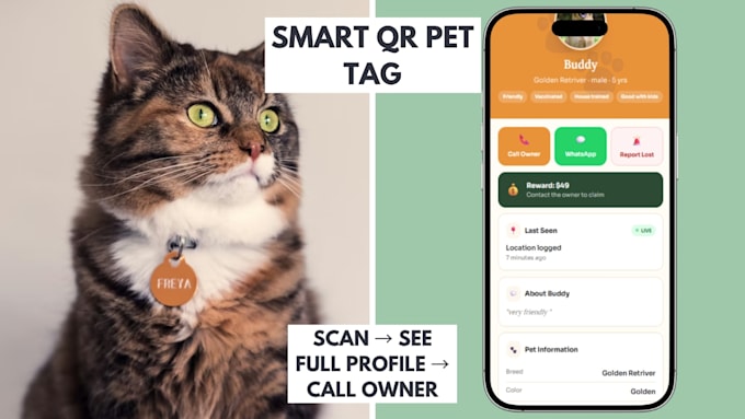 make a smart digital pet id tag with a qr code and lost pet alerts