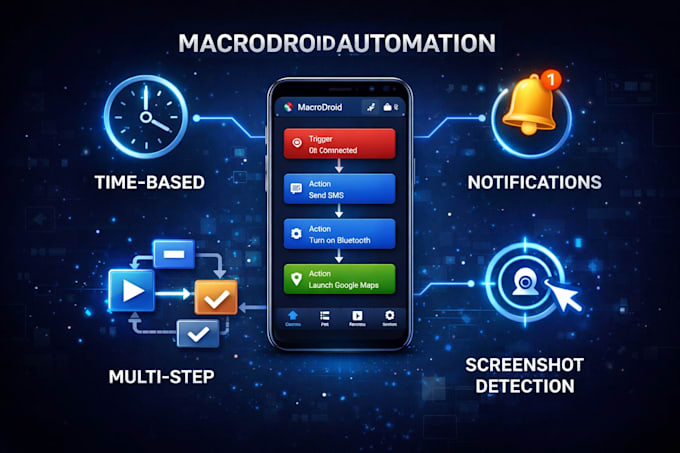 create macrodroid automation scripts for any android app task