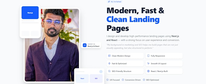 Design and build a high converting landing page using nextjs or react ...