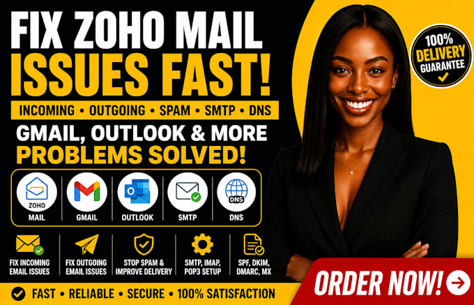 fix zoho mail gmail outlook SMTP dns email delivery problems configuration issue