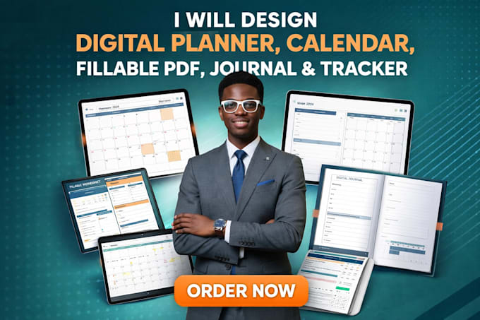design digital planner, calendar, fillable PDF, worksheet, journal and tracker