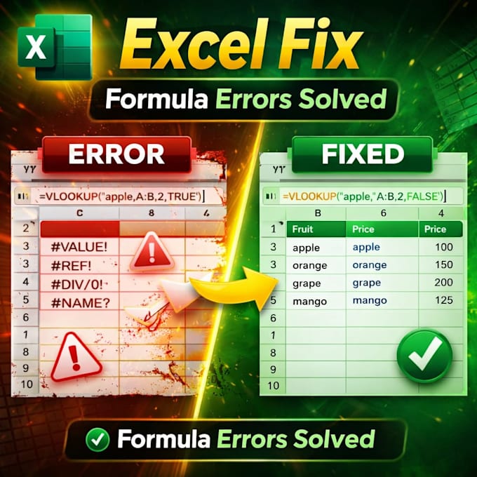fix excel formulas, errors, and spreadsheet issues