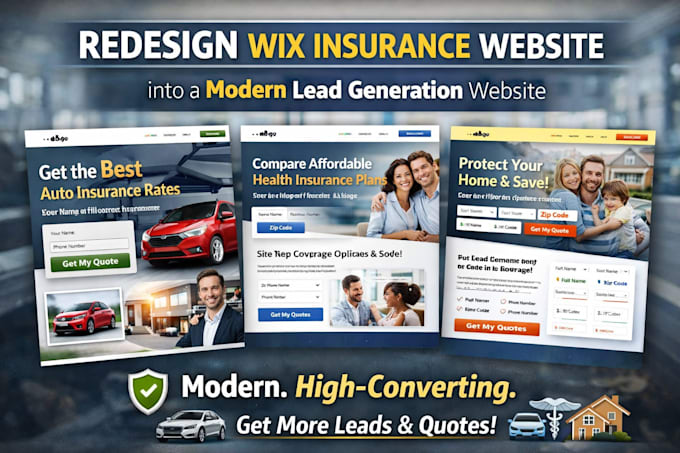 redesign wix insurance website into a modern lead generation website