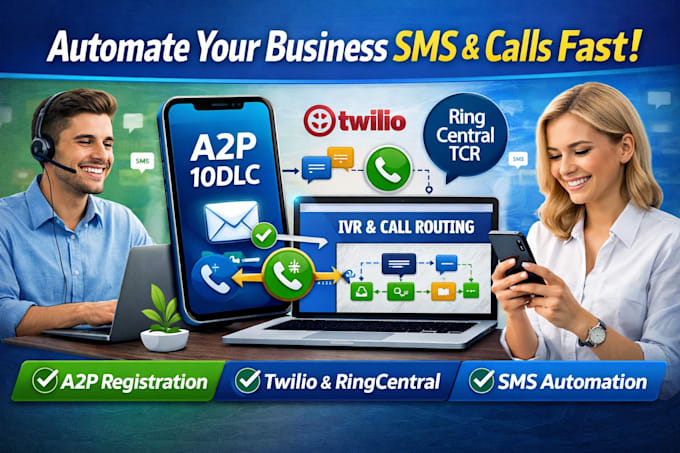 setup twilio a2p 10dlc ringcentral tcr SMS marketing and call system
