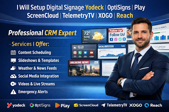 setup digital signage yodeck optisigns play screencloud telemetrytv xogo reach