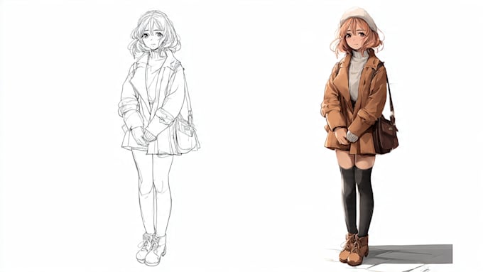 draw anime sketch colored