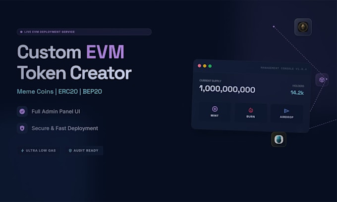 create erc20 bep20 token with admin panel UI