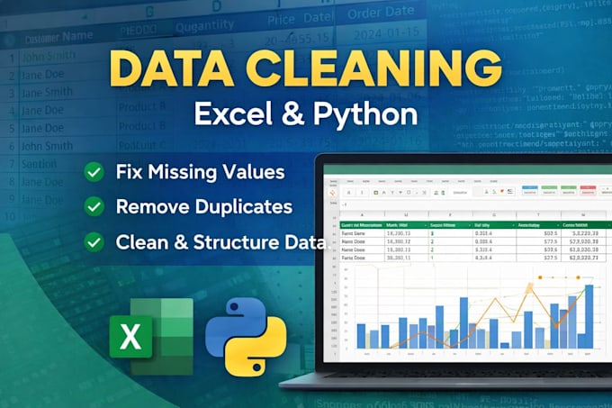 clean and analyze data using excel, python, or pandas