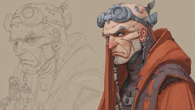 a sci fi character illustration or sci fi character