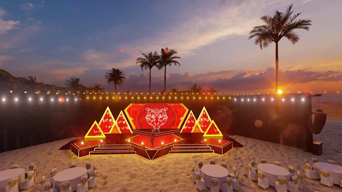 3d stage design, unreal engine lighting visualization and virtual event stage