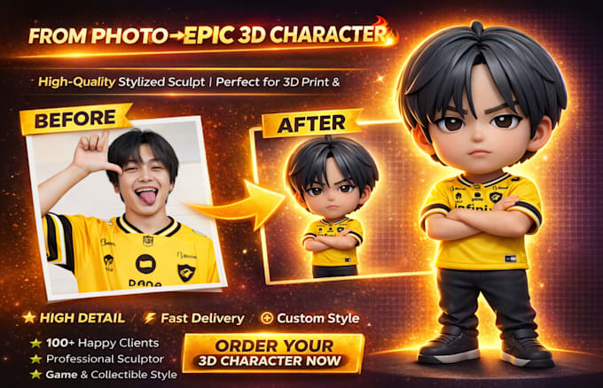 create a stylized 3d character sculpt from your photo
