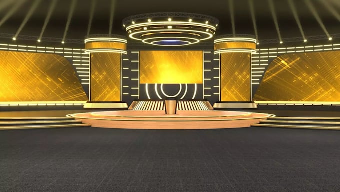 design realistic 3d virtual stage with lighting, rendering, and immersive visual