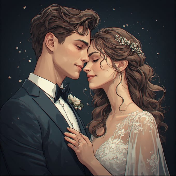 illustrate a romantic couple portrait