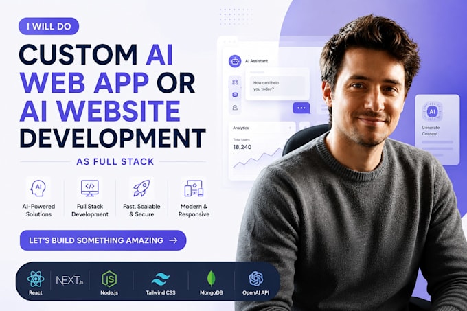 do custom ai web app or ai website development as full stack