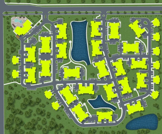 design landscape site plan, real estate community layout,map drawing,aerial view