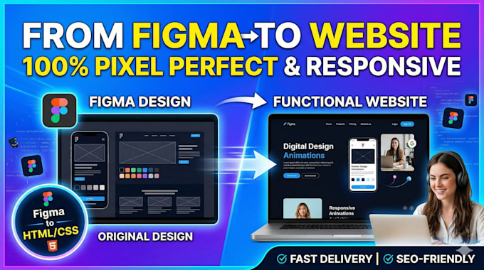 convert figma design to responsive full stack website