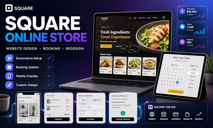 design square online store, square website redesign and booking system