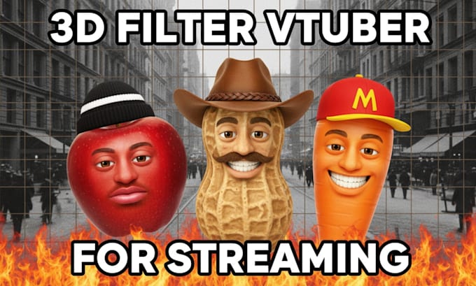 create 3d ar vtuber filter burnt peanut for snap camera, lens studio streaming