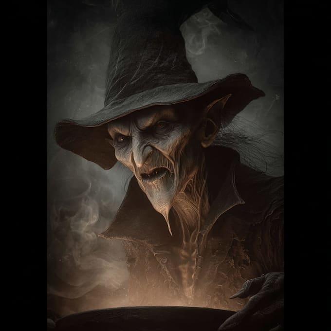 do a creepy and dark horror art illustration