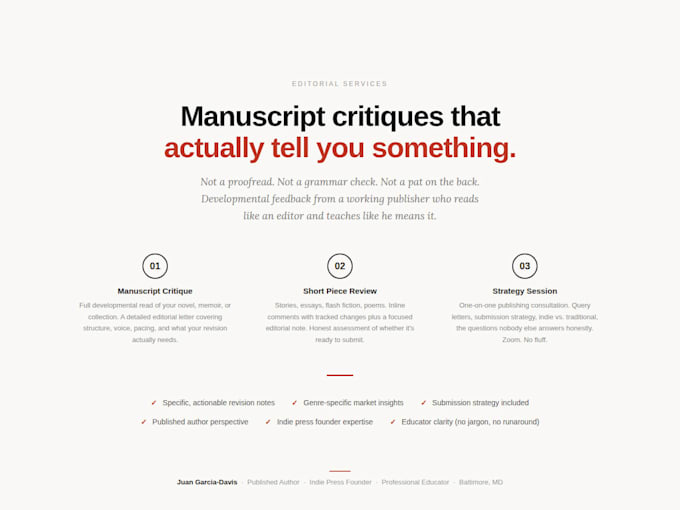 provide professional manuscript critique and editorial feedback
