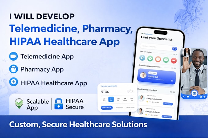 create hipaa secure telemedicine app with video consultation