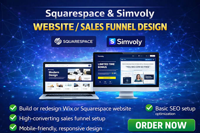 build squarespace  simvoly website design redesign  square simvoly funnel