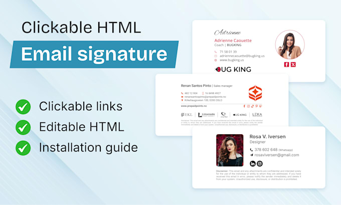 create clickable HTML email signature for gmail, outlook and apple mail