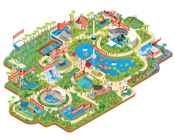 design festival map and isometric event map illustrations