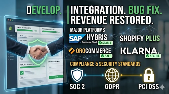 develop shopify orocommerce sap hybris commerce cloud integration bug fix klarna