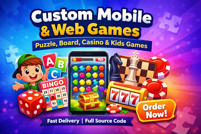 develop kid learning app game, puzzle game, idle game, chess game, ludo game
