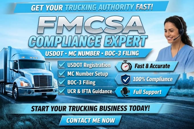 handle fmcsa compliance, usdot, mc number and boc3 filing