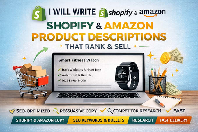write shopify and amazon product descriptions
