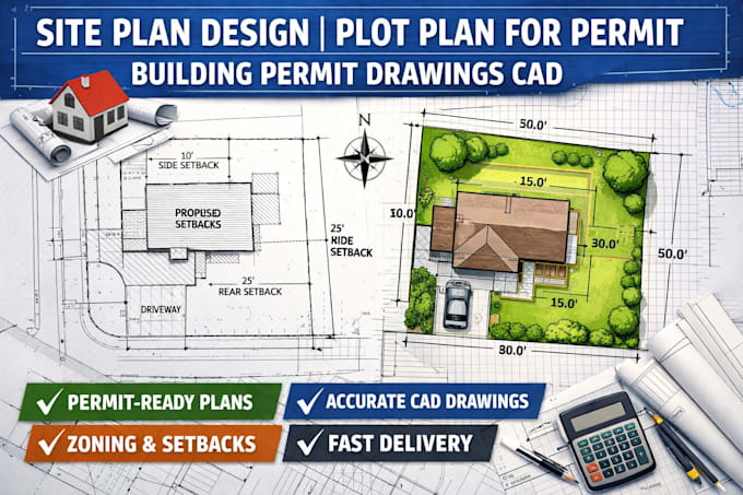Site plan design plot plan for permit building permit drawings autocad ...